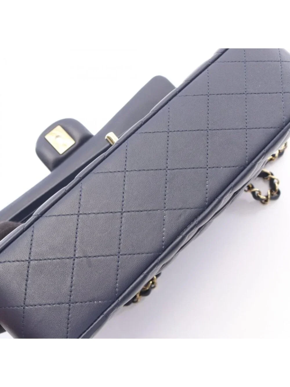 Chanel Shoulder Bag Quilted Double Flap Navy Lambskin Chain